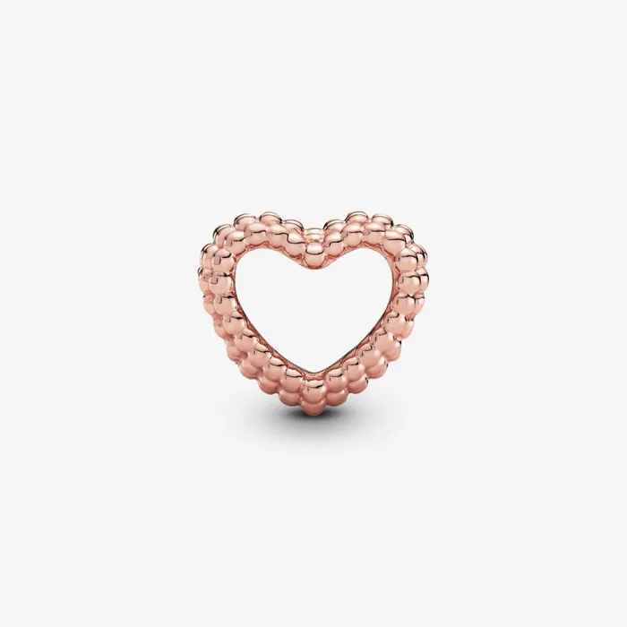 1 Bracelet2 Charms 99 Women Pandora Beaded Open Heart Charm Rose Gold Plated
