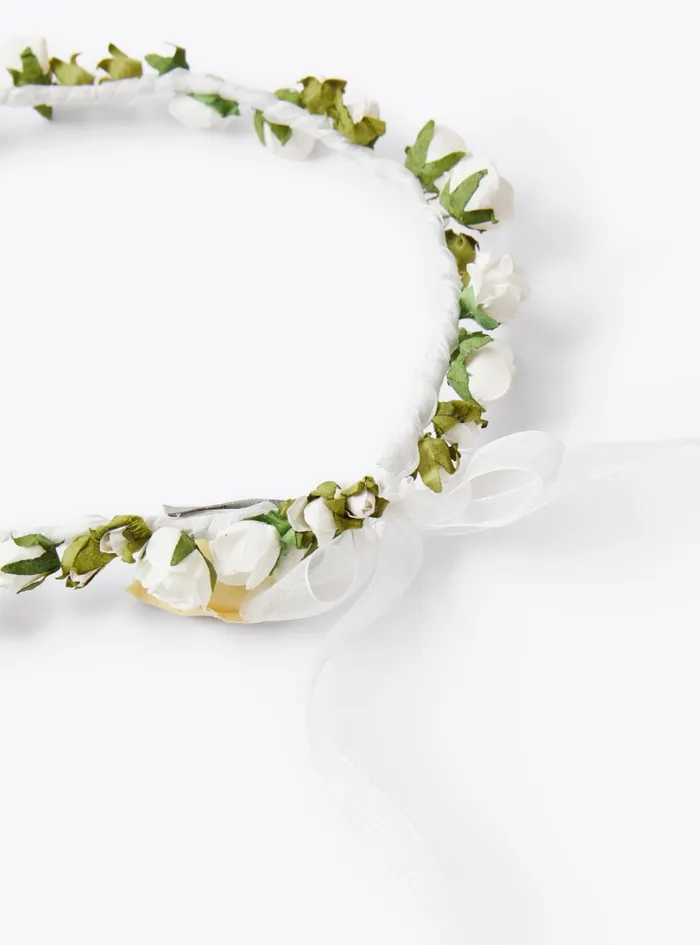 Accessories Baby 036Girl 216 Il Gufo Crown Headband With Appliqud Flowers