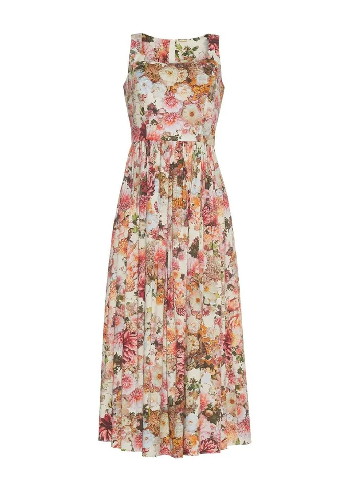 Adam Lippes Scoop Neck Dress Cream Multi Womens Dresses
