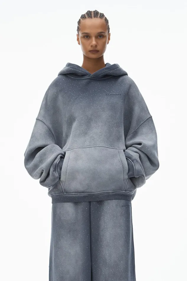 Alexander Wang Sweatshirts Unisex Crystal Hotfix Hoodie 8211 WomenMen
