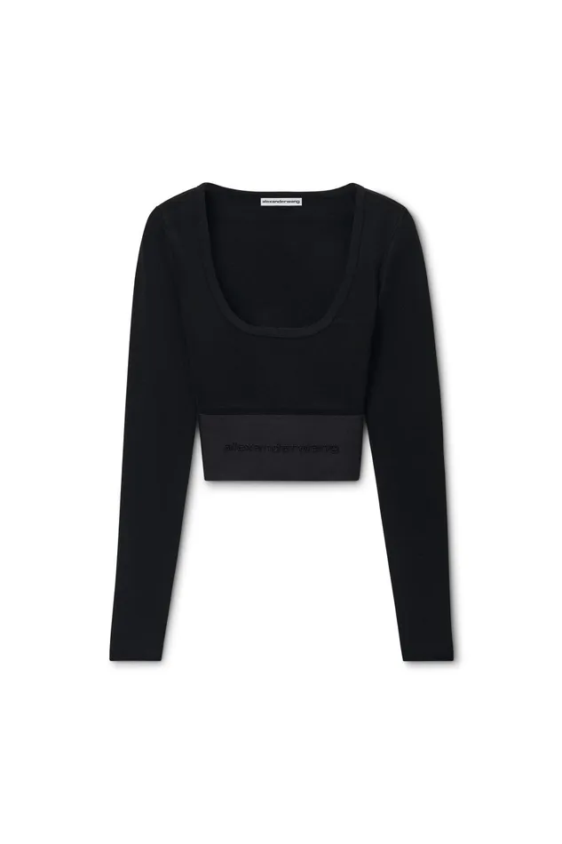 Alexander Wang Tops and Shirts LongSleeve Cropped Top With Logo Elastic 8211 Women