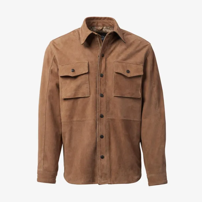 Allen Edmonds Maxwell Suede Work Shirt By Cockpit USA Tan Men Outerwear