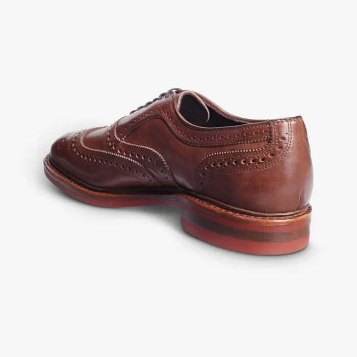 Allen Edmonds McTavish Oxford Wingtip Dress Shoe Tan With Red Sole Men Made In The Usa