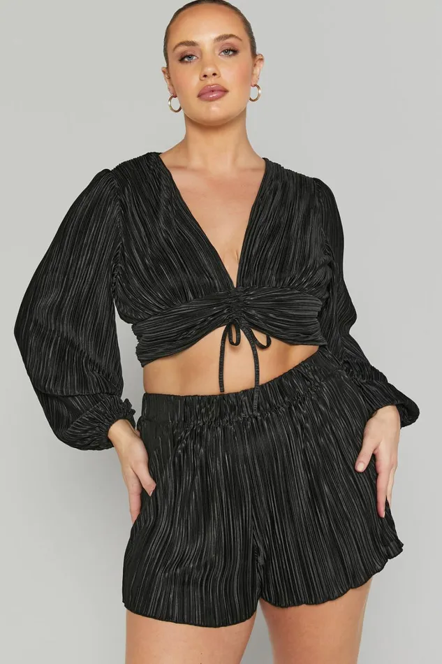 Archer Shorts 8211 High Waisted Plisse Shorts In Black Women Showpo Loungewear