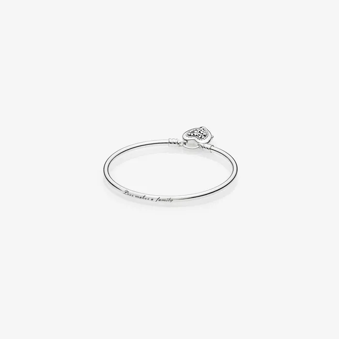 Bangles Women Pandora Limited Edition Moments Silver Bangle Flourishing Heart Padlock
