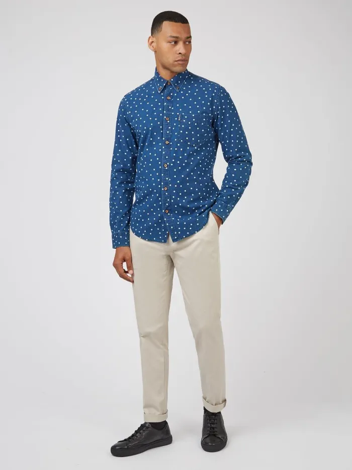 Ben Sherman Archive Print Shirts Men Indigo Spot Print LongSleeve Shirt Ben Sherman Archive Print Shirts Men Indigo Spot Print LongSleeve Shirt