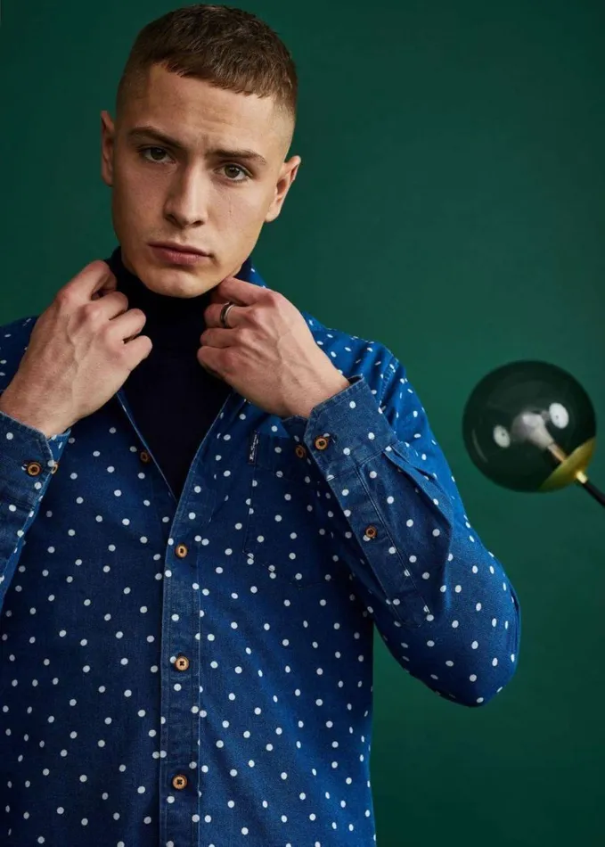 Ben Sherman Archive Print Shirts Men Indigo Spot Print LongSleeve Shirt Ben Sherman Archive Print Shirts Men Indigo Spot Print LongSleeve Shirt
