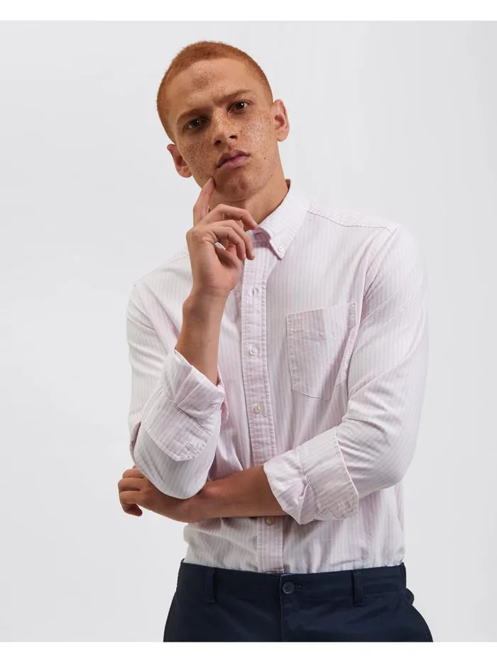Ben Sherman Oxford Shirts Men Brighton Oxford Organic Stripe Shirt 8211 Pink Bengal Stripe