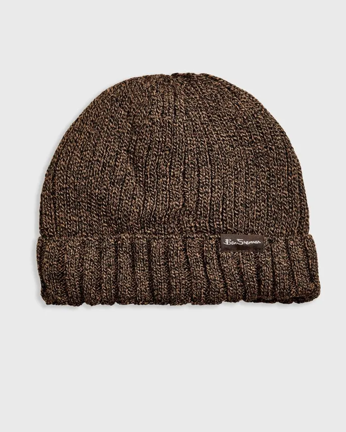 Ben Sherman Scarves and Cold Weather Men Ribbed Knit Beanie 8211 Brown