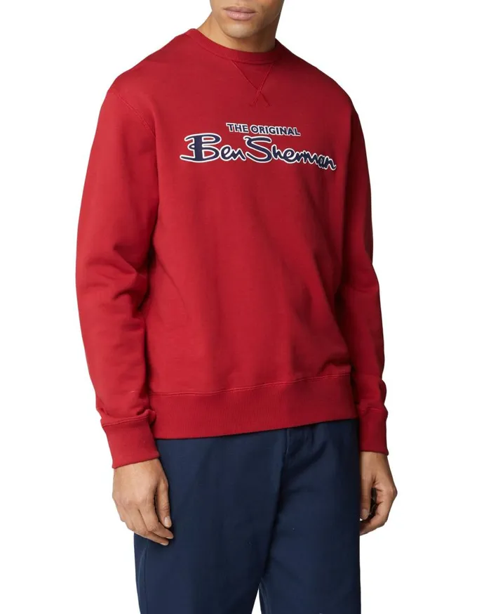 Ben Sherman Sweatshirts and Hoodies Men Signature Logo Sweatshirt 8211 Red