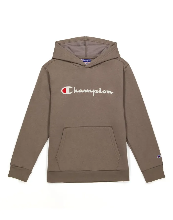 Big Kids039 Powerblend Hoodie Classic Script Logo Sandalwood Grey Kids Champion Hoodies and Sweatshirts Big Kids039 Powerblend Hoodie Classic Script Logo Sandalwood Grey Kids Champion Hoodies and Sweatshirts
