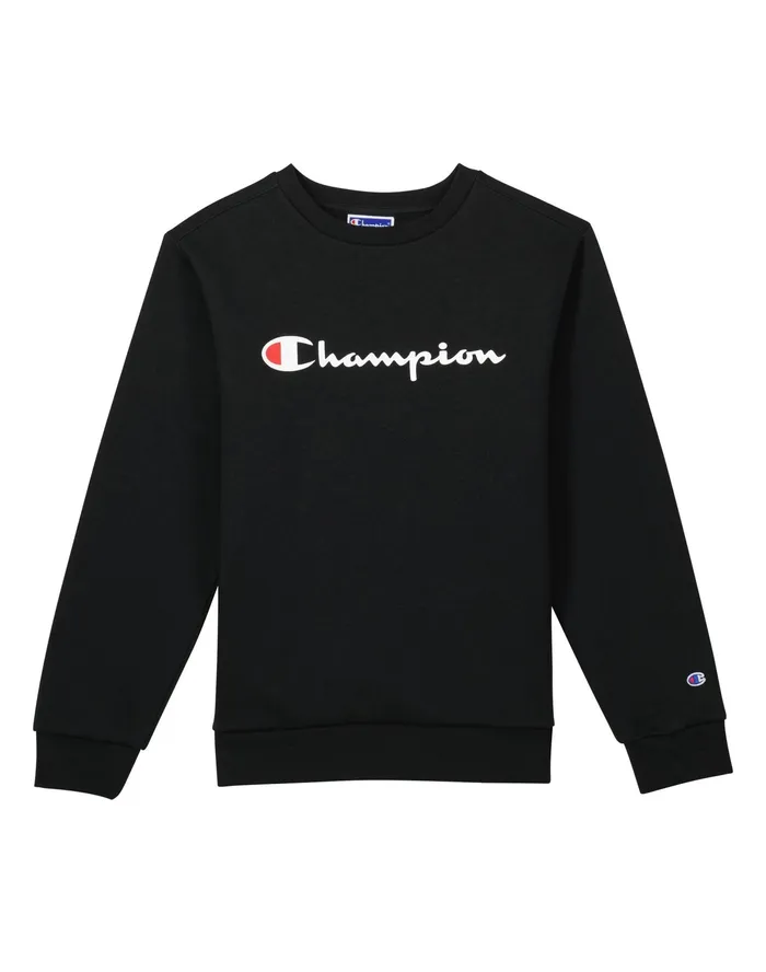 Big Kids Powerblend Crew Classic Script Logo Black Kids Champion Hoodies and Sweatshirts Big Kids Powerblend Crew Classic Script Logo Black Kids Champion Hoodies and Sweatshirts