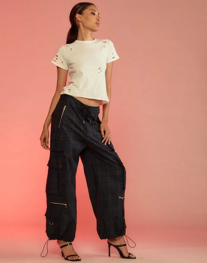 Bottoms Women Cynthia Rowley Plaid Cargo Pants