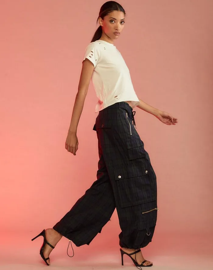 Bottoms Women Cynthia Rowley Plaid Cargo Pants