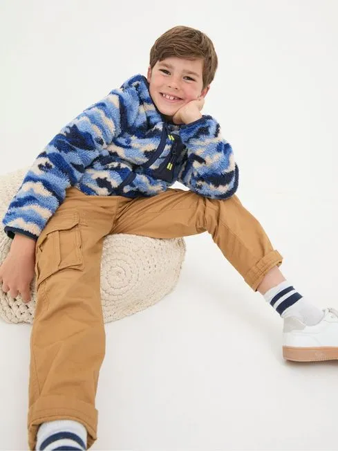 Boys Fatface Coats and Jackets Blue Camo Zip Through Fleece