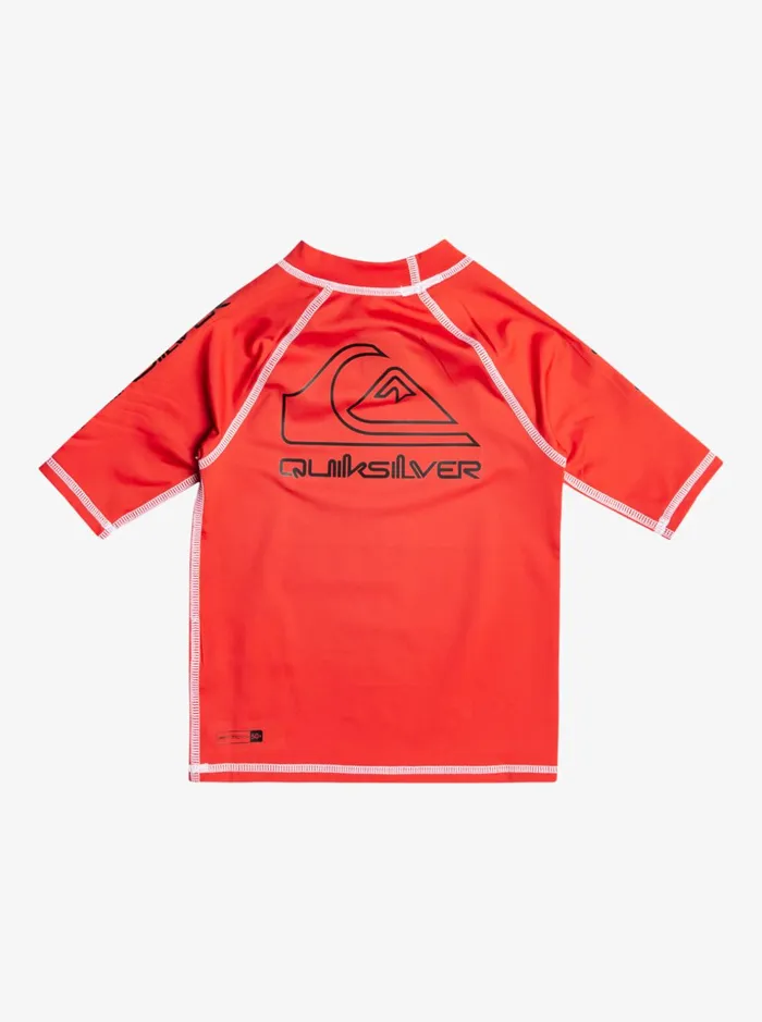Boys Quiksilver Rashguards Boy039s 27 On Tour Short Sleeve UPF 50 Rashguard High Risk Red Boys Quiksilver Rashguards Boy039s 27 On Tour Short Sleeve UPF 50 Rashguard High Risk Red