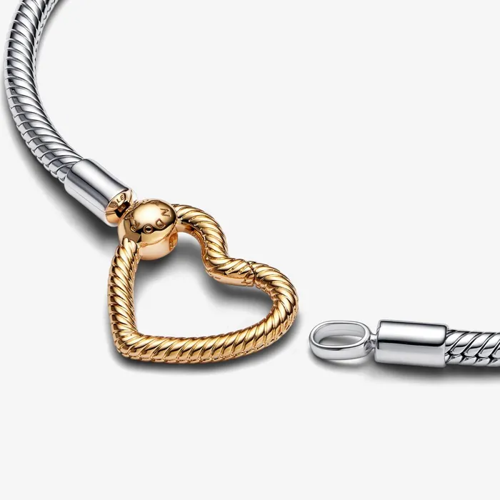 Chains Women Pandora Online Moments Heart Closure Snake Chain Bracelet Twotone