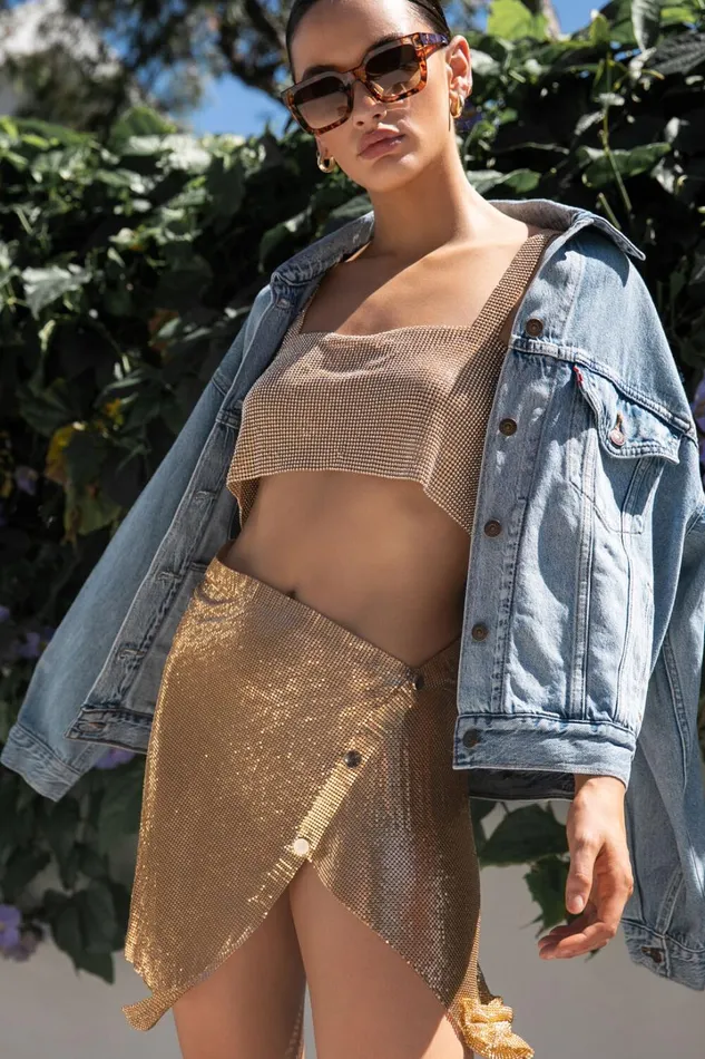 Charity Mini Skirt 8211 Asymmetrical Mesh Skirt In Gold Women Showpo Skirts