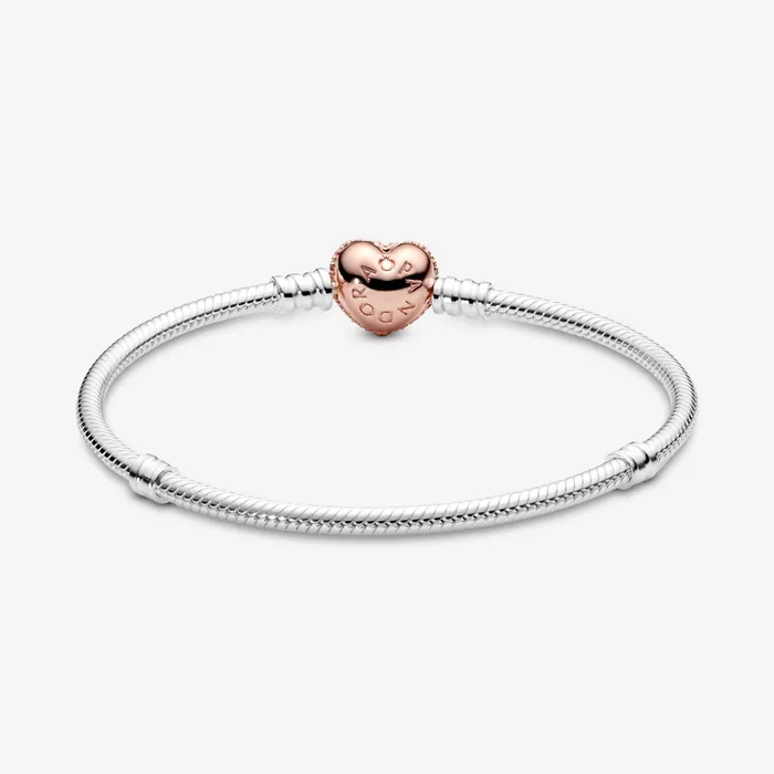 Charm Bracelets Women Pandora Online Moments Pav Heart Clasp Snake Chain Bracelet Twotone