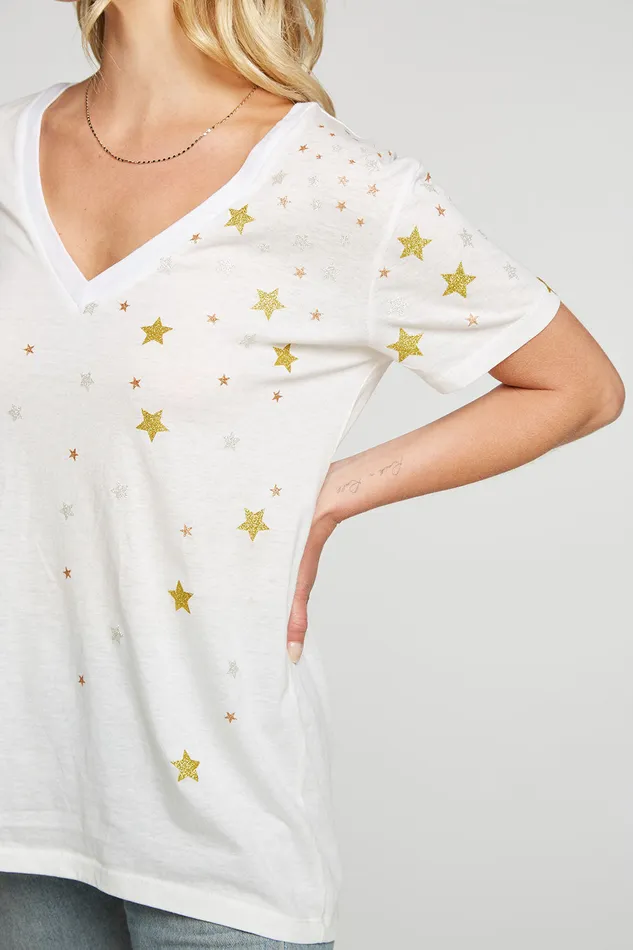 Chaser Brand Glitter Stars Womens Tops