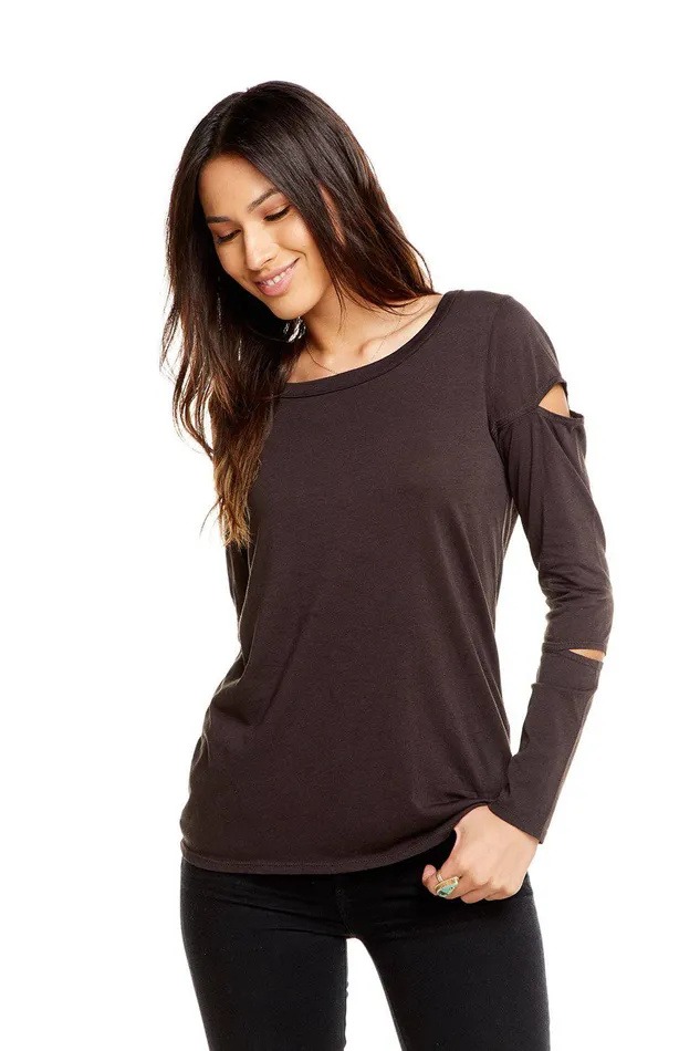 Chaser Brand Loungewear Womens VINTAGE JERSEY VENTED LS CREW NECK TEE