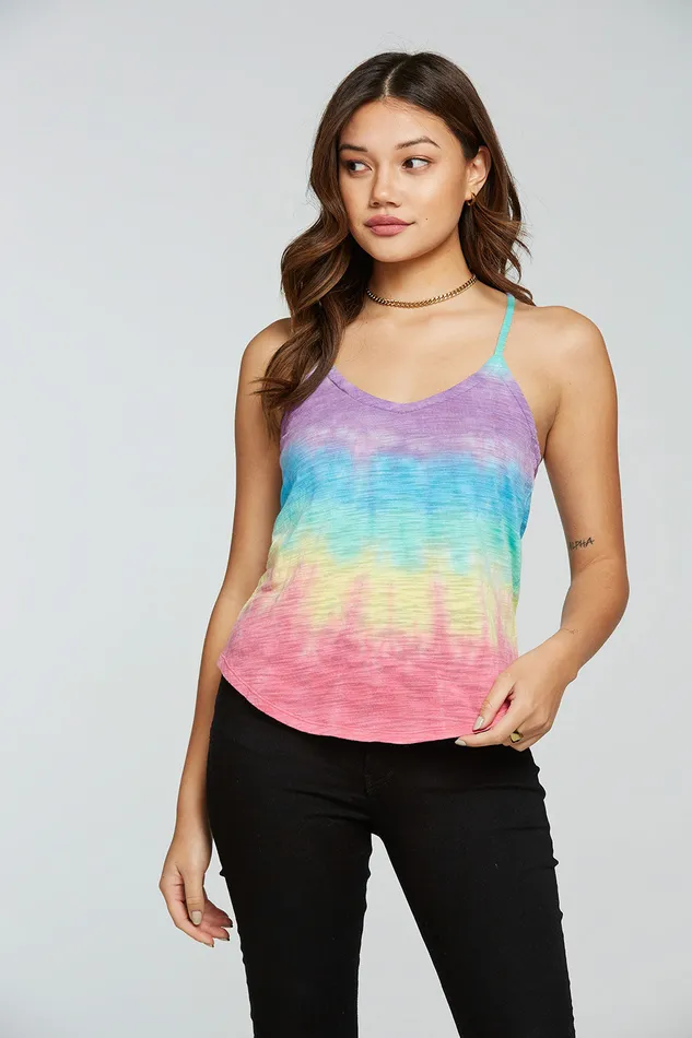 Chaser Brand Slub Jersey V Neck Knot Back Shirttail Cami Womens Tops