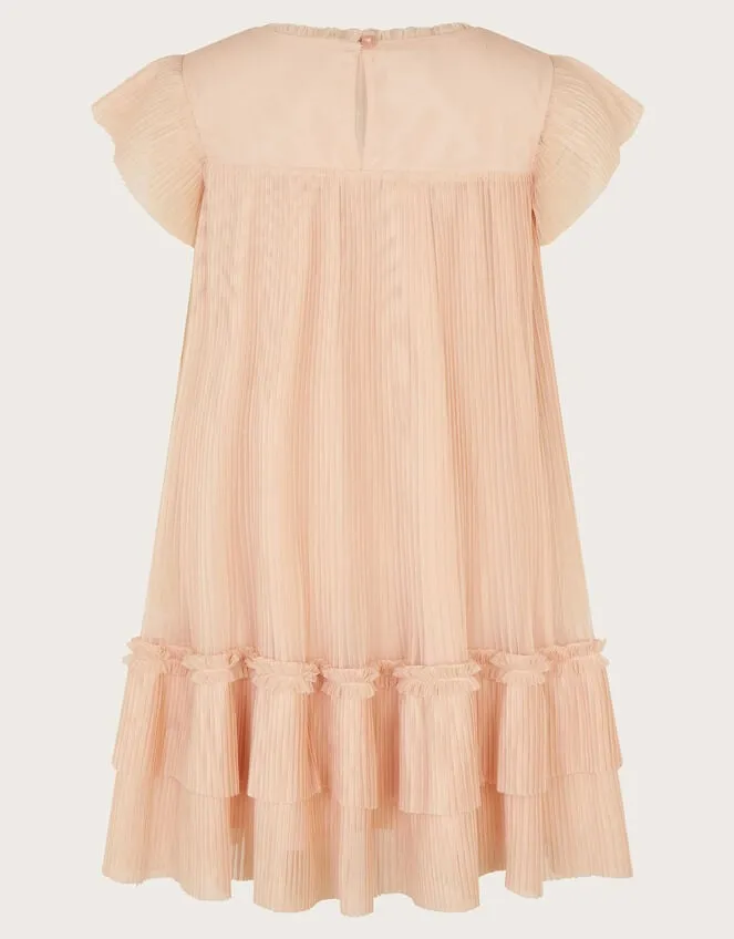 Children Embroidered Mesh Dress Pink Monsoon Dresses