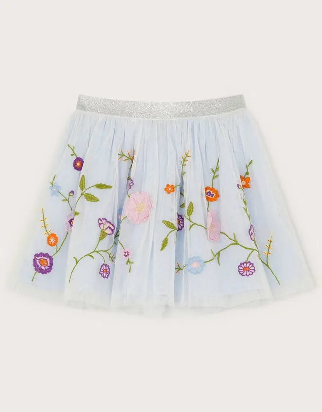 Children Embroidered Tulle Skirt Blue Monsoon Skirts