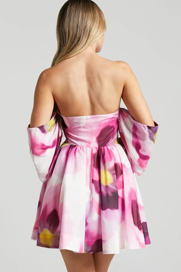 Claudie Off Shoulder Mini Dress In Zinnia Bloom Women Showpo Dresses