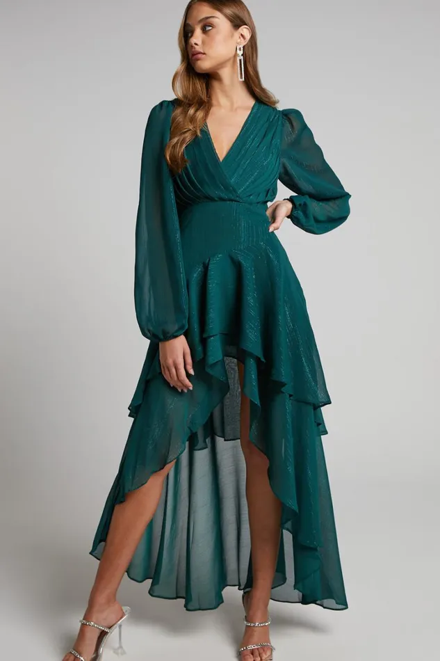 Claudita Midi Dress 8211 Long Sleeve High Low Hem Dress In Emerald Women Showpo Curve Clothes Claudita Midi Dress 8211 Long Sleeve High Low Hem Dress In Emerald Women Showpo Curve Clothes