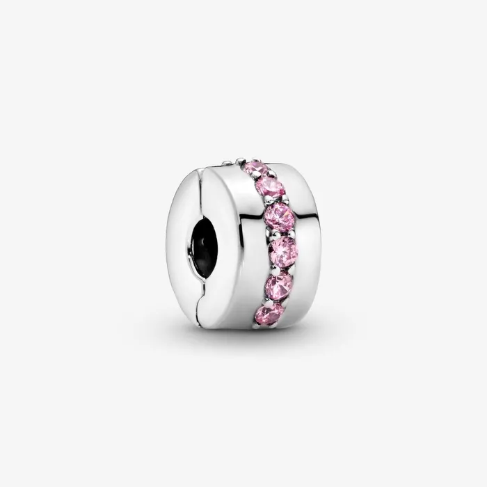 Clips Women Pandora Pink Sparkling Row Clip Charm Pink