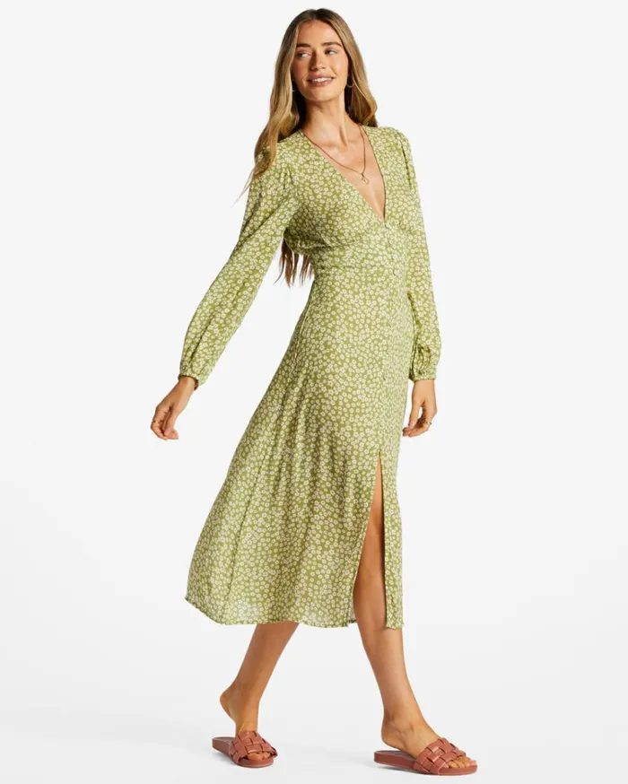 Cool Nights Midi Dress Green Eyes Women Billabong Midi Dresses