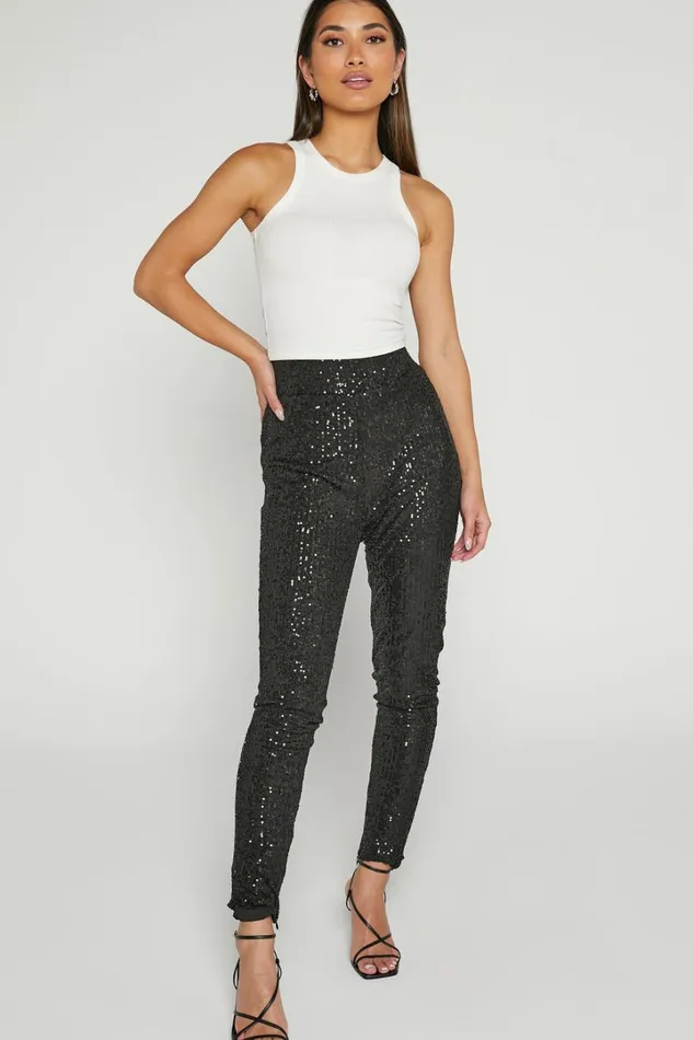 Corey Pants 8211 Sequin Leggings In Black Women Showpo Pants