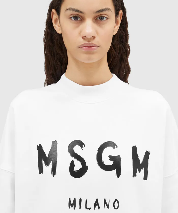Cotton Dress With Brushed Logo Women MSGM Dresses