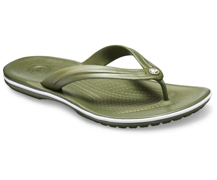 Crocs Crocband Flip Army Green White WomensMens Sandals