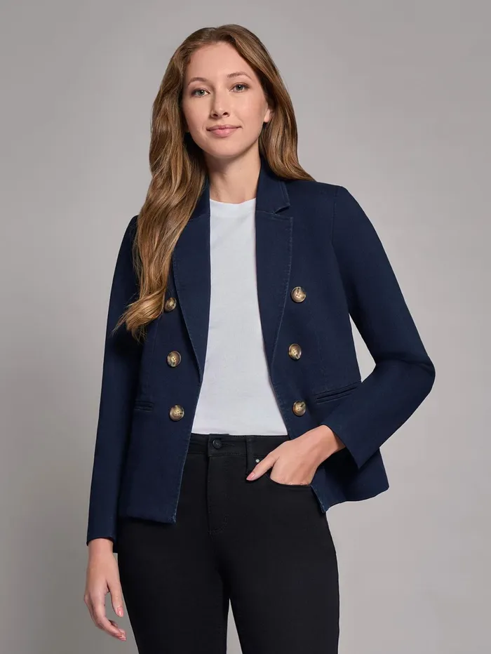 Denim Faux DoubleBreasted Jacket Women Jones New York Blazers Denim Faux DoubleBreasted Jacket Women Jones New York Blazers