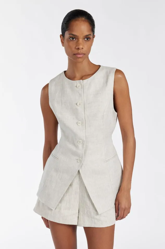 DISSH Vests ALESSIA NATURAL LINEN VEST 8211 Women