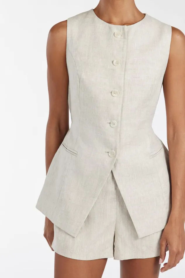 DISSH Vests ALESSIA NATURAL LINEN VEST 8211 Women