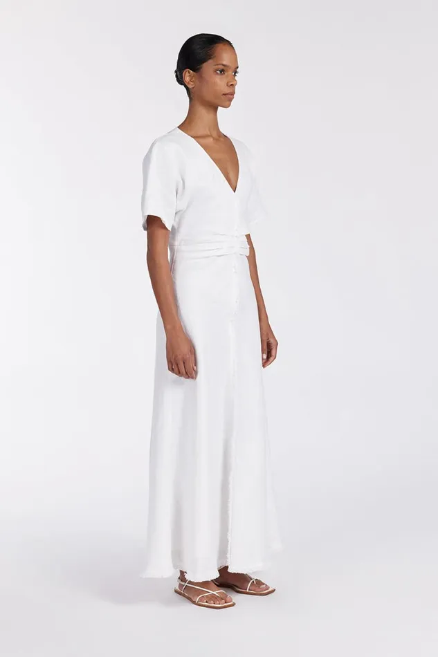DISSH White Dresses ZAHARA WHITE FRINGING MIDI DRESS 8211 Women