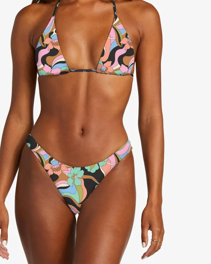 Dont Trip Tanga Skimpy Bikini Bottoms Black Pebble Women Billabong Bikinis