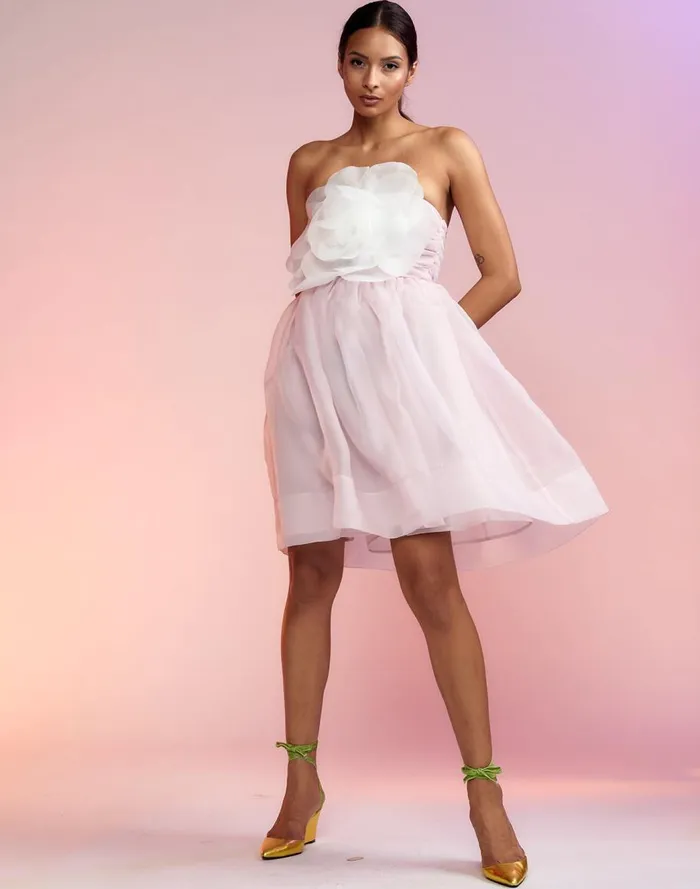 Dresses Women Cynthia Rowley Organza Flower Strapless Dress