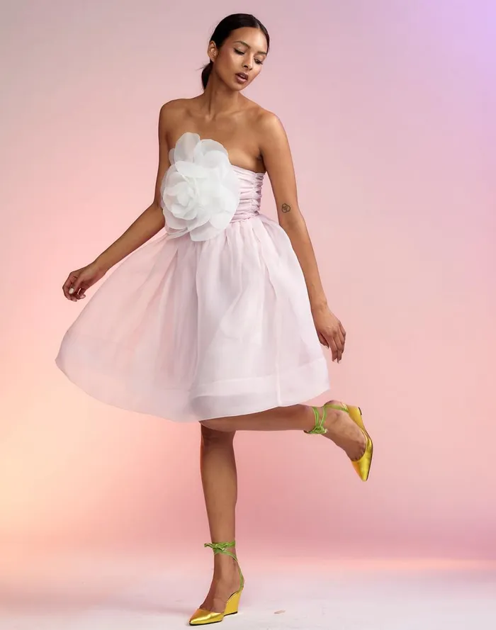 Dresses Women Cynthia Rowley Organza Flower Strapless Dress