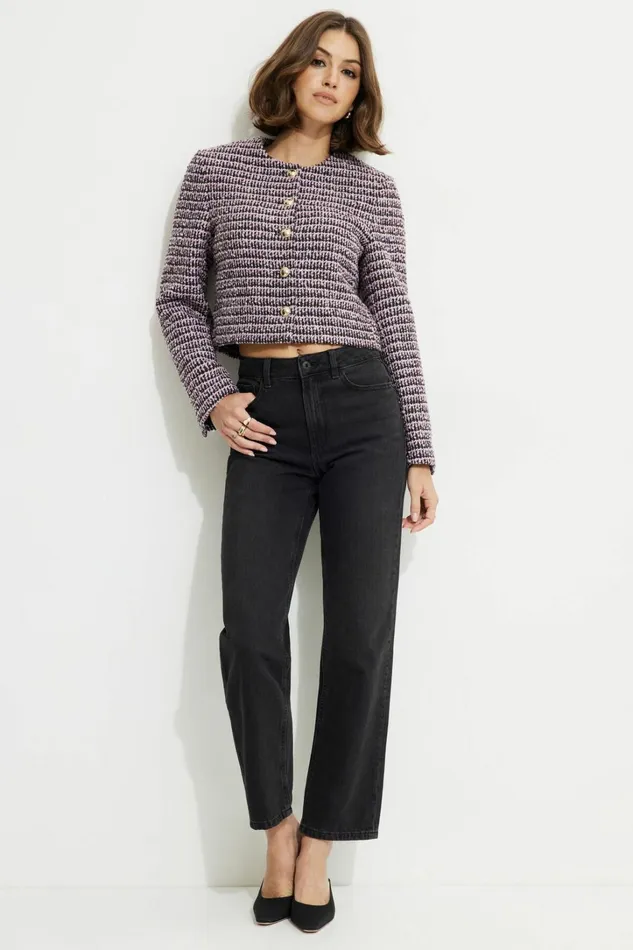 Dynamite Blazers and Vests Women Margaux Tweed Blazer Purple