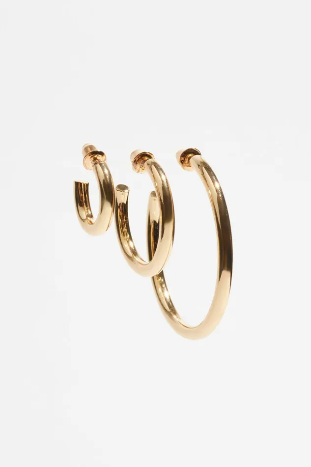 Dynamite Earrings Women 3Pack Trio Hoop Earrings Yellow