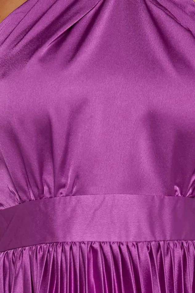 Eloise Midi Dress 8211 Halter Neck Pleated Dress In Grape Women Showpo Dresses