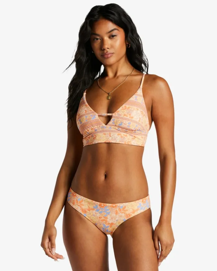 Fine By Me Reversible VNeck Bikini Top Light Melon Women Billabong Bikinis