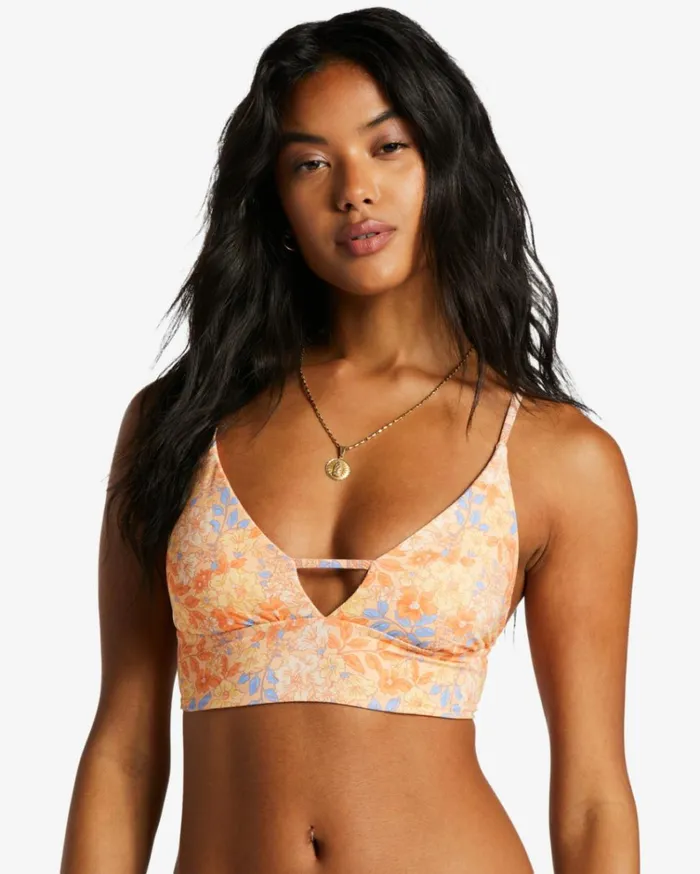 Fine By Me Reversible VNeck Bikini Top Light Melon Women Billabong Bikinis
