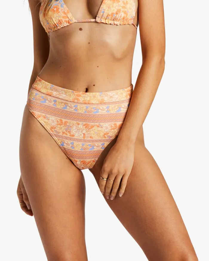 Fine By Me Rise High Waist Bikini Bottoms Light Melon Women Billabong Bikinis