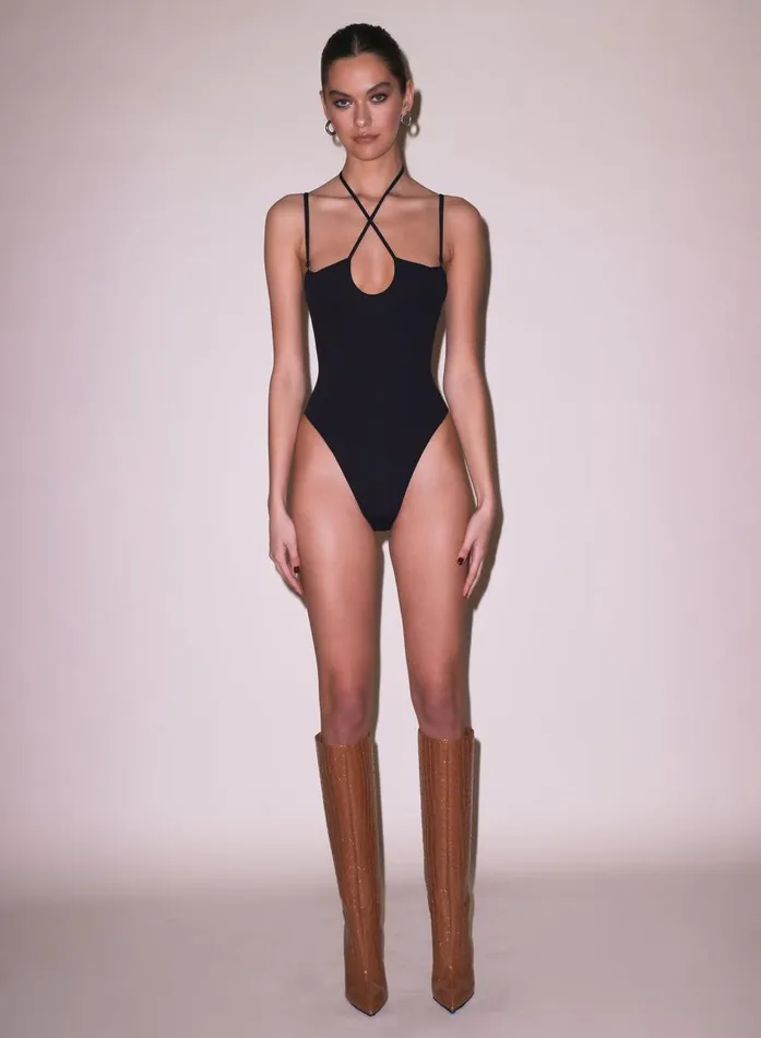 Fleur Du Mal Bodysuits Women Convertible Front Tie Bodysuit Black Fleur Du Mal Bodysuits Women Convertible Front Tie Bodysuit Black