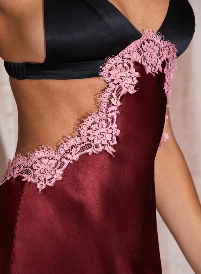 Fleur Du Mal Dresses Women Silk U0026 Lace Cutout Slip Cider Fleur Du Mal Dresses Women Silk U0026 Lace Cutout Slip Cider